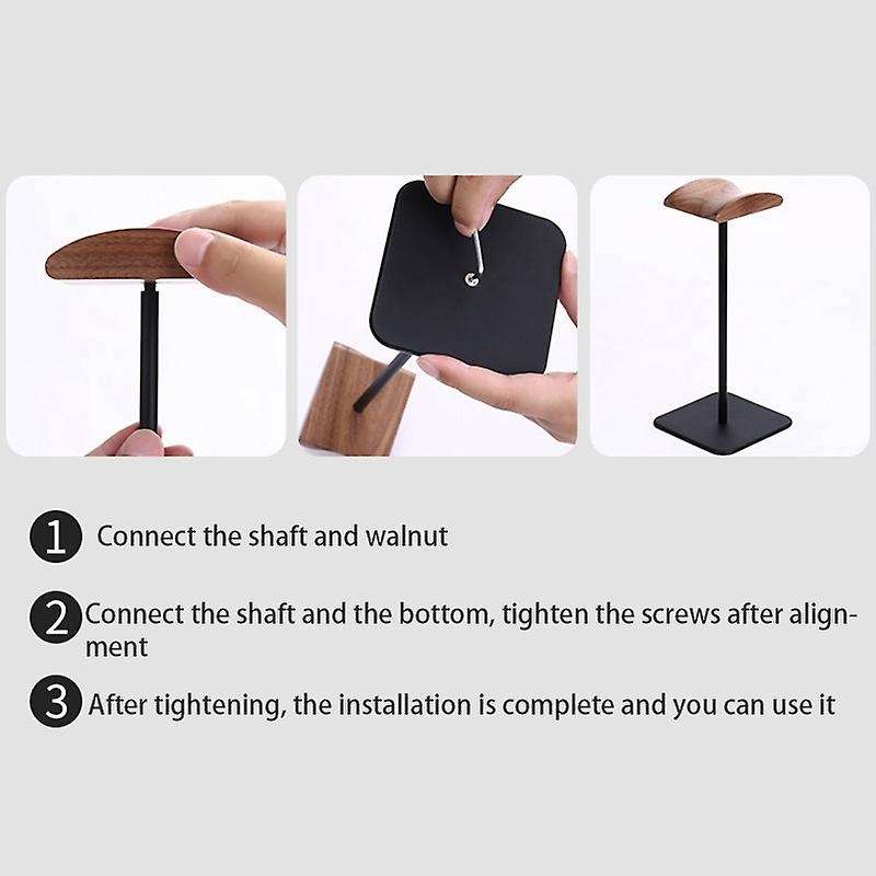 Beech Wood Headphone Stand Holder Aluminum Supporting Bar,black
