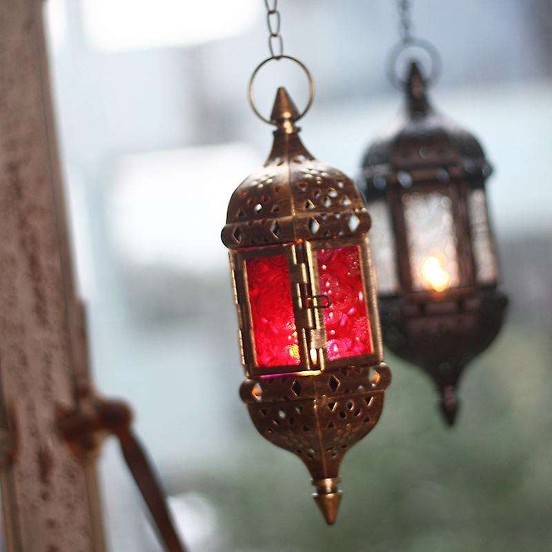 Hanging Candle Holder Chandelier Lantern Contain 40cm Chain (brown)