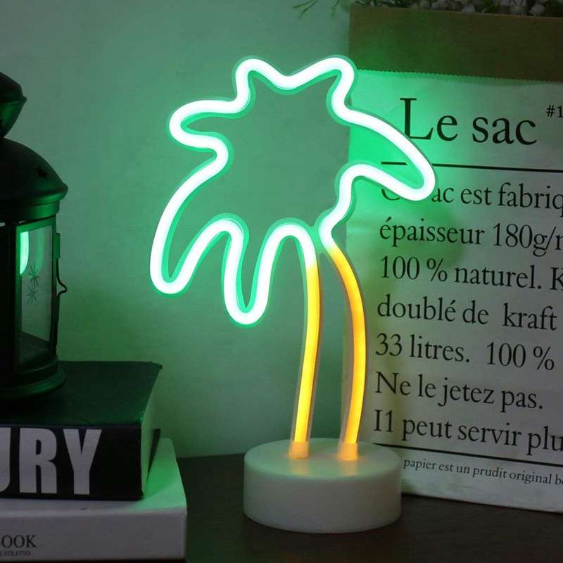 Palm Tree Led Neon Sign with Base Coconut Tree Marquee Night Lamp