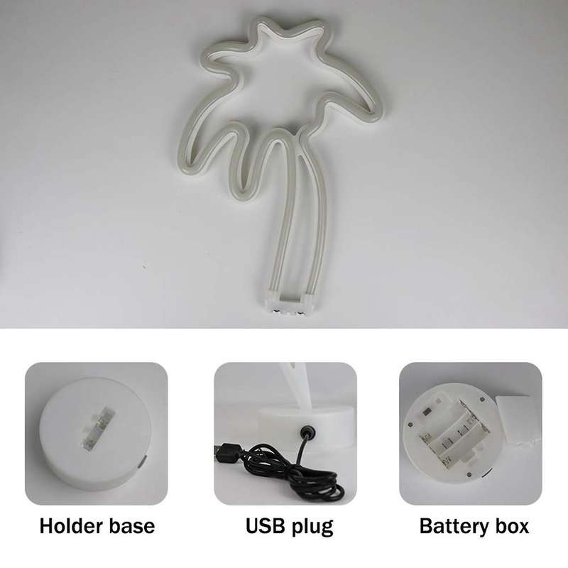 Palm Tree Led Neon Sign with Base Coconut Tree Marquee Night Lamp