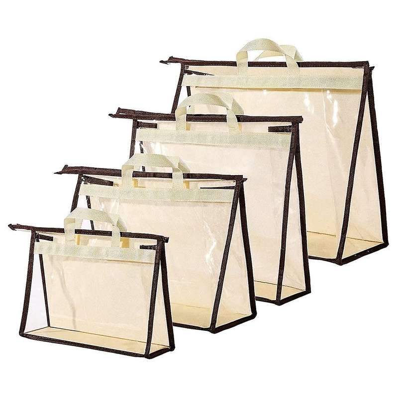 4pack Handbag Dust Bags for Closet, Hanging Zipper Storage Bag A