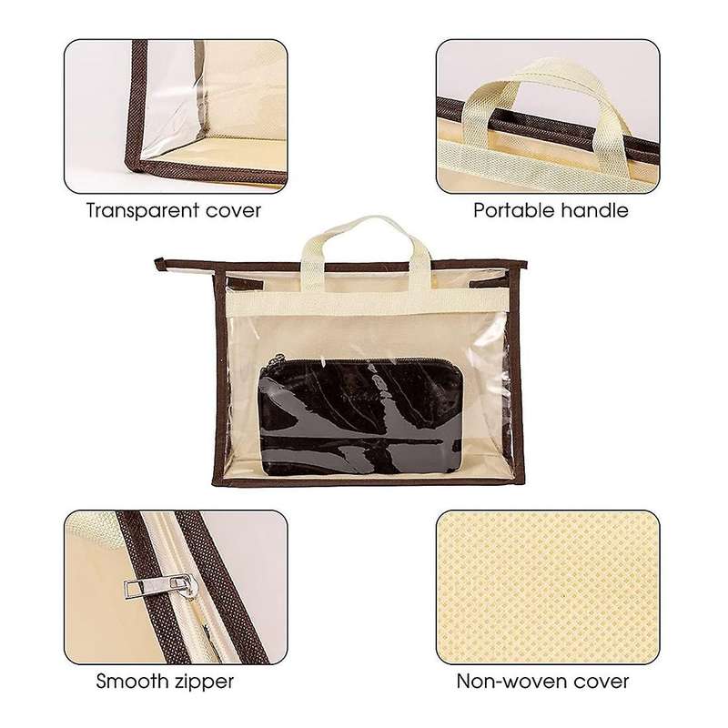 4pack Handbag Dust Bags for Closet, Hanging Zipper Storage Bag A