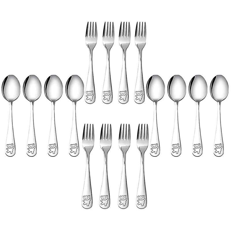16 Pieces Kids Silverware Stainless Steel Children's Safe Flatware