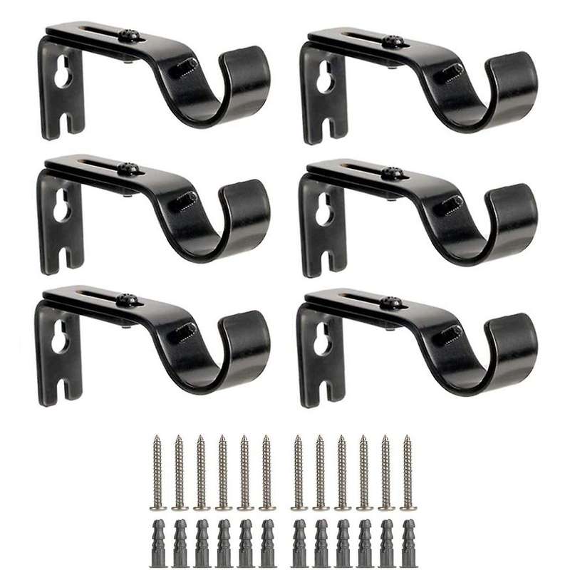 6 Pieces Curtain Rod Brackets Adjustable Curtain Brackets with Screws