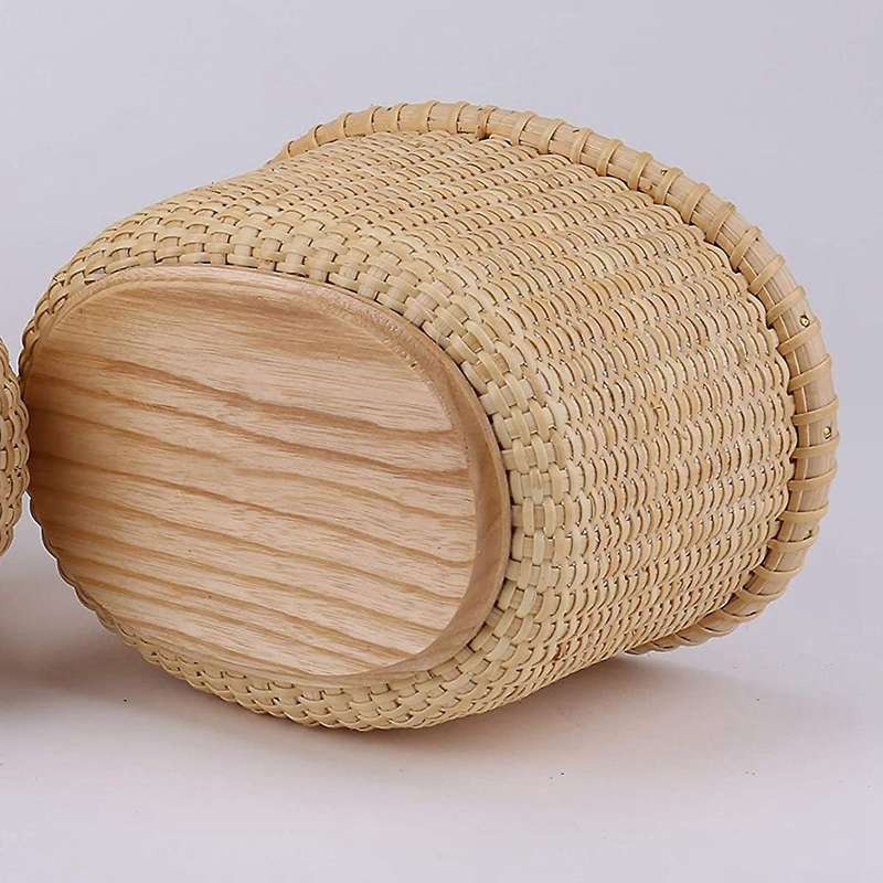 Handmade Rattan Storage Oval Baskets for Bedroom Bathroom Office