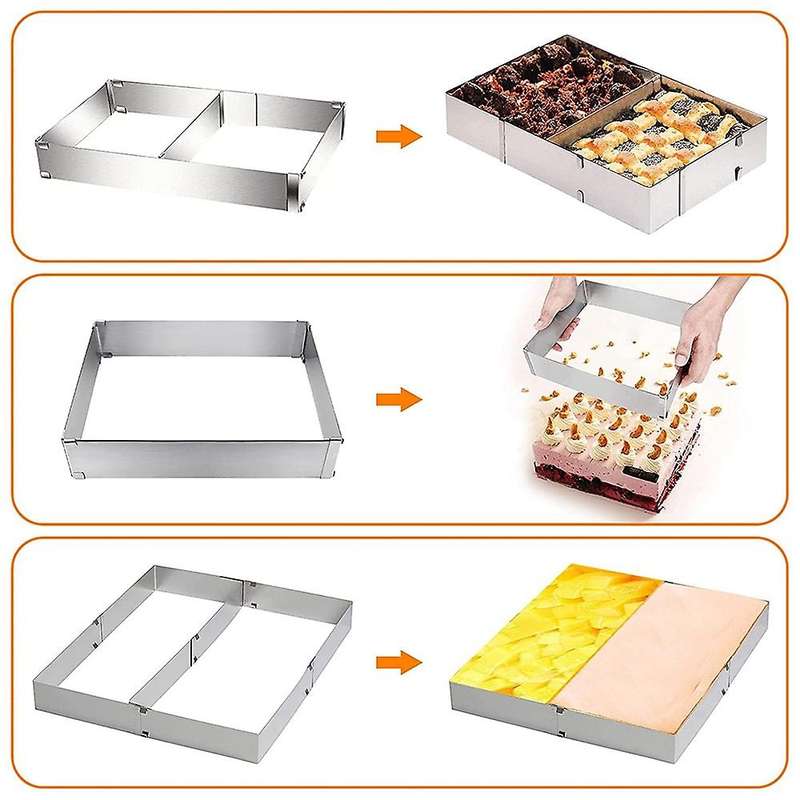 Baking Mould Square, Adjustable, Rectangular Cake Frame Cake Ring