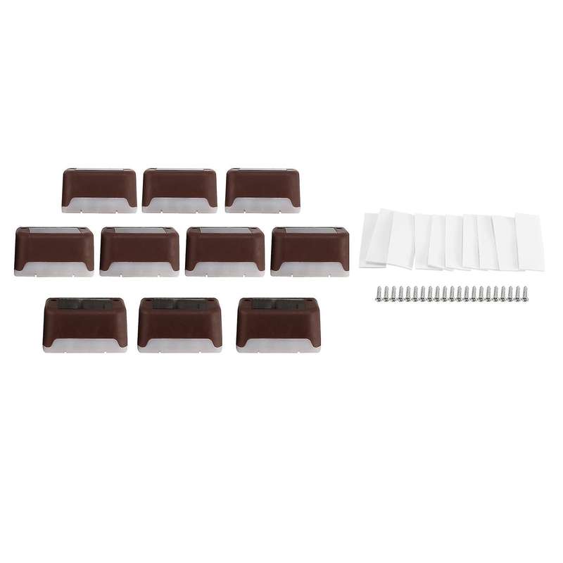 10pack Outdoor Solar Deck Lights, Warm White Lights for Railing, Yard