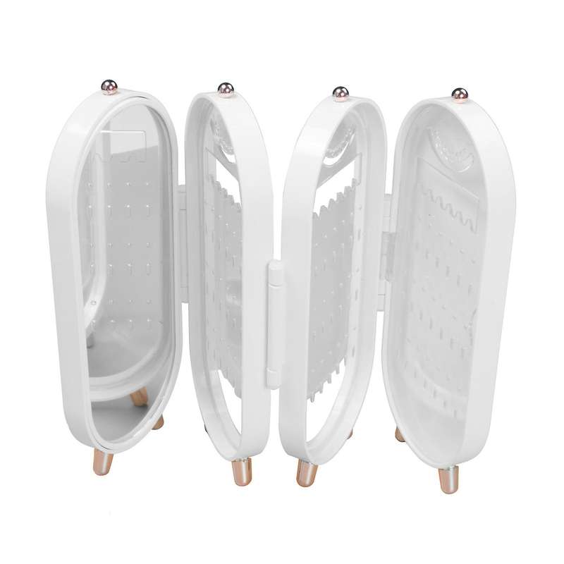 Jewelry Storage Earrings Bracelet Necklace Foldable Plastic Box-white