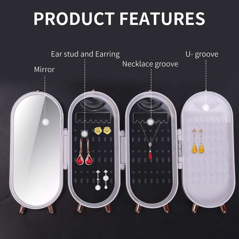 Jewelry Storage Earrings Bracelet Necklace Foldable Plastic Box-white