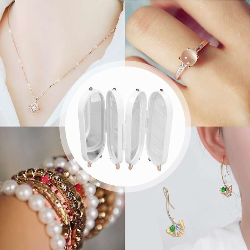Jewelry Storage Earrings Bracelet Necklace Foldable Plastic Box-white