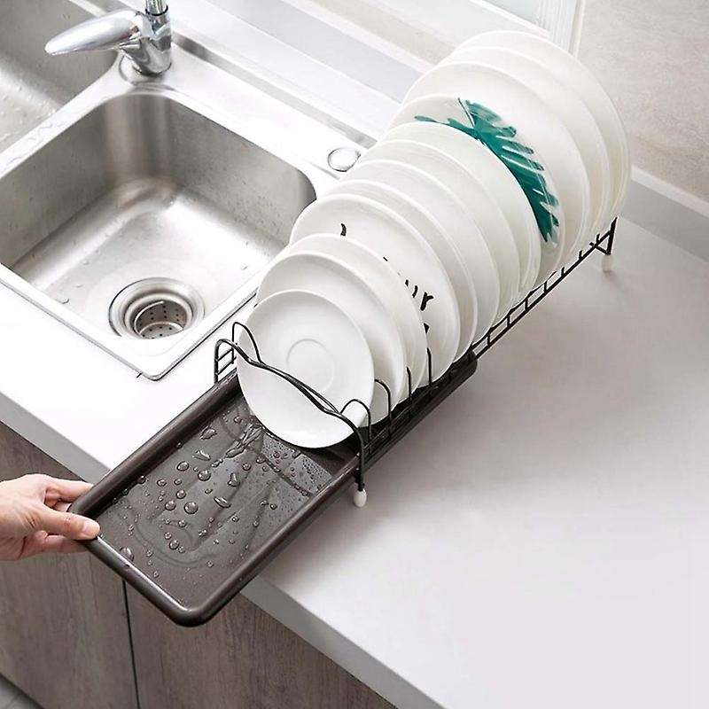 Kitchen Dish Drying Rack Holder with Tray Tableware Storage Shelf