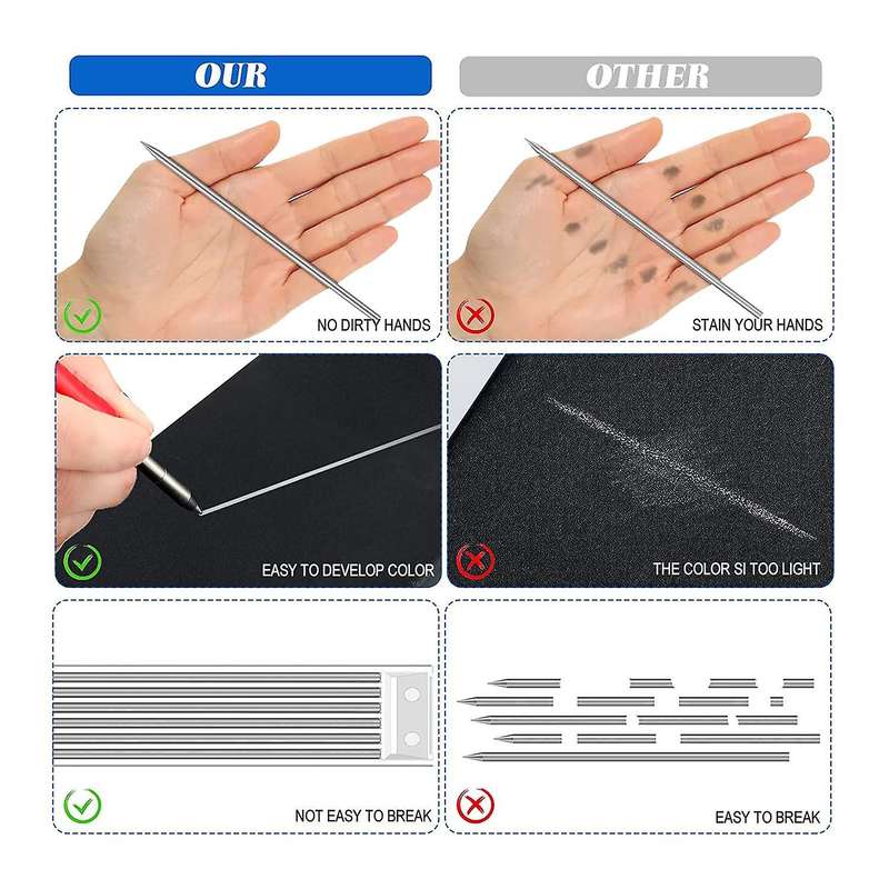 60 Pcs 2.8 Mm Solid Silver Streak Welder Pencil Refills