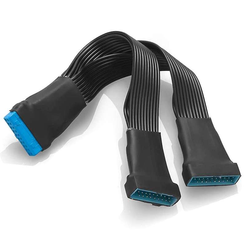 2pcs Motherboard Usb 3.0 19pin Header 1 to 2 Extension Splitter Cable