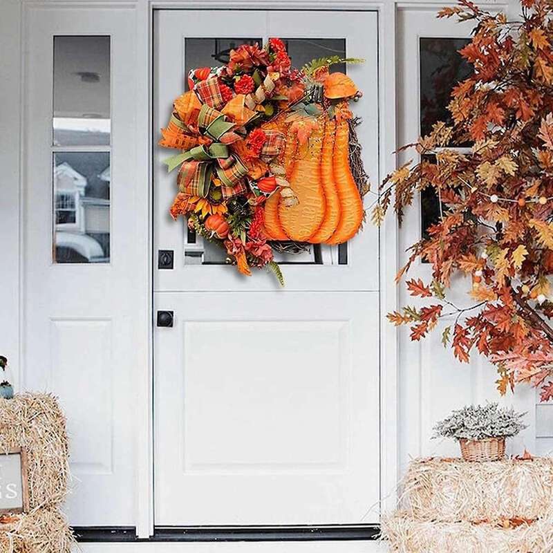 Farmhouse Pumpkin Wreath Big Pumpkin Wreath