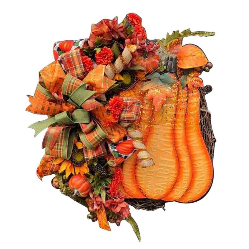 Farmhouse Pumpkin Wreath Big Pumpkin Wreath