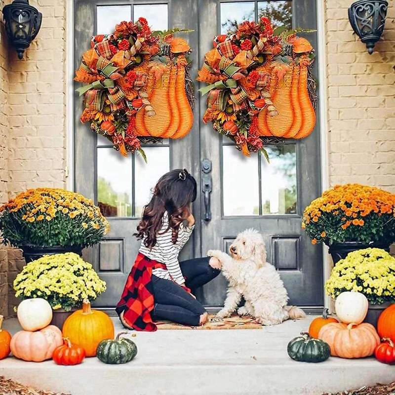 Farmhouse Pumpkin Wreath Big Pumpkin Wreath