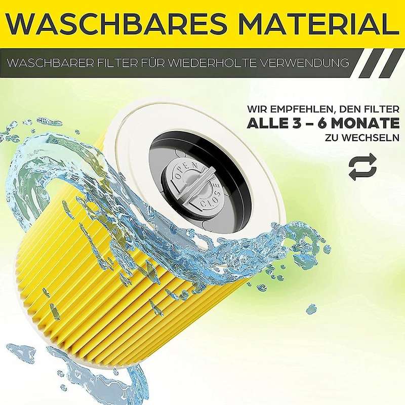 3 Pcs Cartridge Filter for Karcher Vacuum Cleaner Wd3 Premium