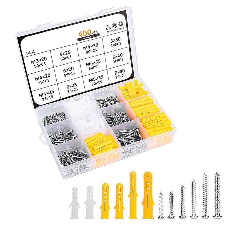Drywall Anchors Screw Assortment Kit, Self Tapping Screw and Plastic