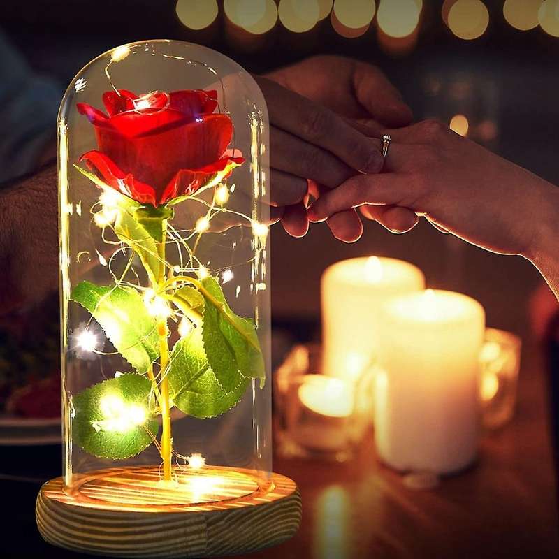 Rose Gift Decoration Rose Artificial Rose Gift Led Lamp Anniversary,c