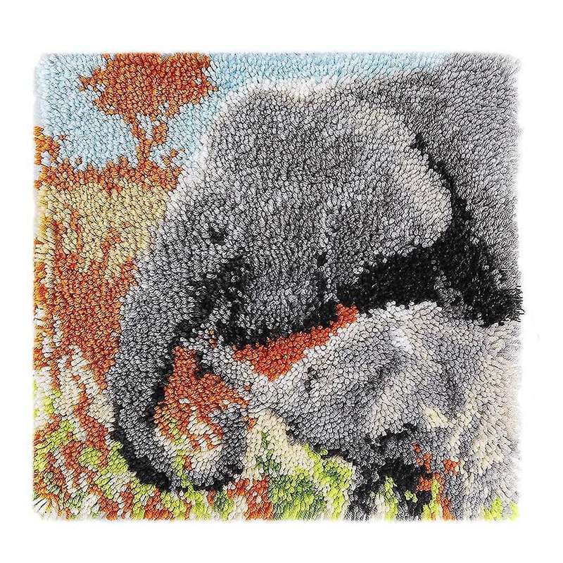 Latch Hook Kits Cushion Cover Pillowcase Embroidery Elephants