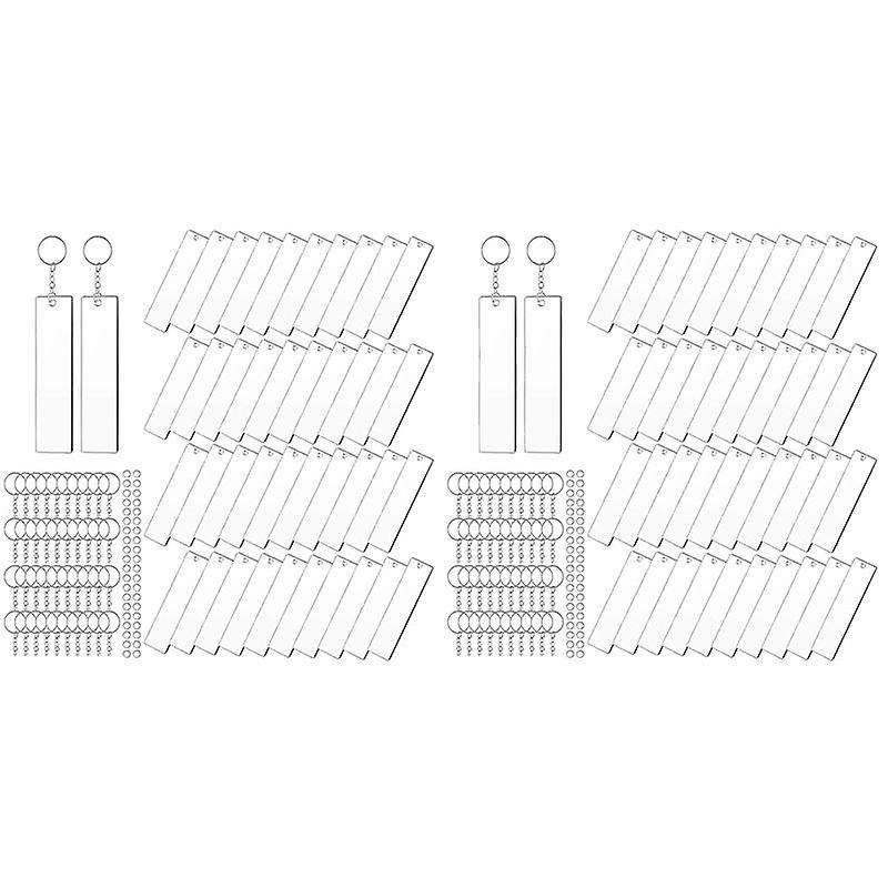 240 Pieces Rectangle Acrylic Key Chain Blank Transparent Blank