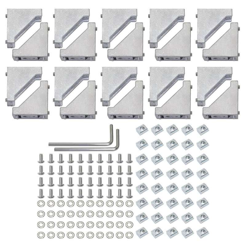 20sets Corner Bracket Kit Sliding Nuts Washers for Slot 6mm 20s