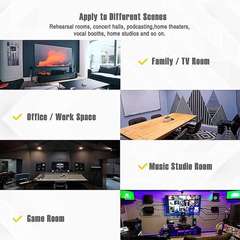 12 Pcs Acoustic Foam Pyramid Flame-retardant for Recording Studios