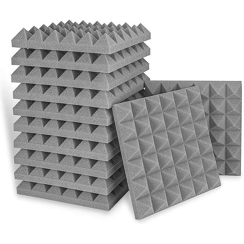 12 Pcs Acoustic Foam Pyramid Flame-retardant for Recording Studios
