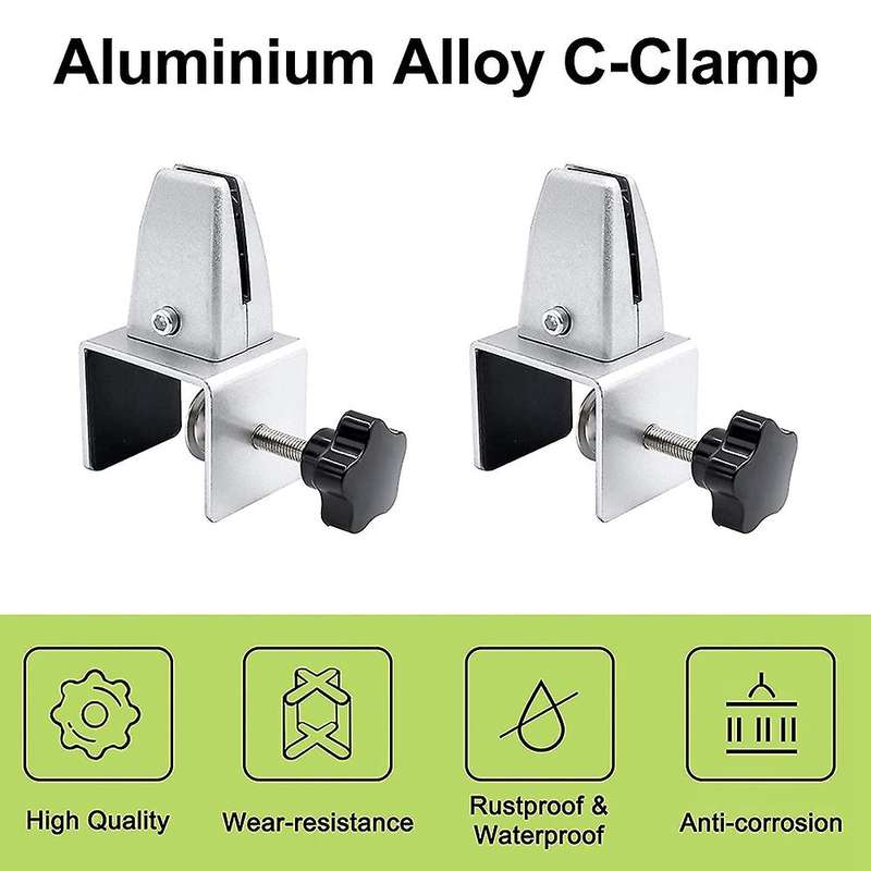 C-clamp Support, 2pcs Adjustable Silver Desk Partition Clamp Brackets