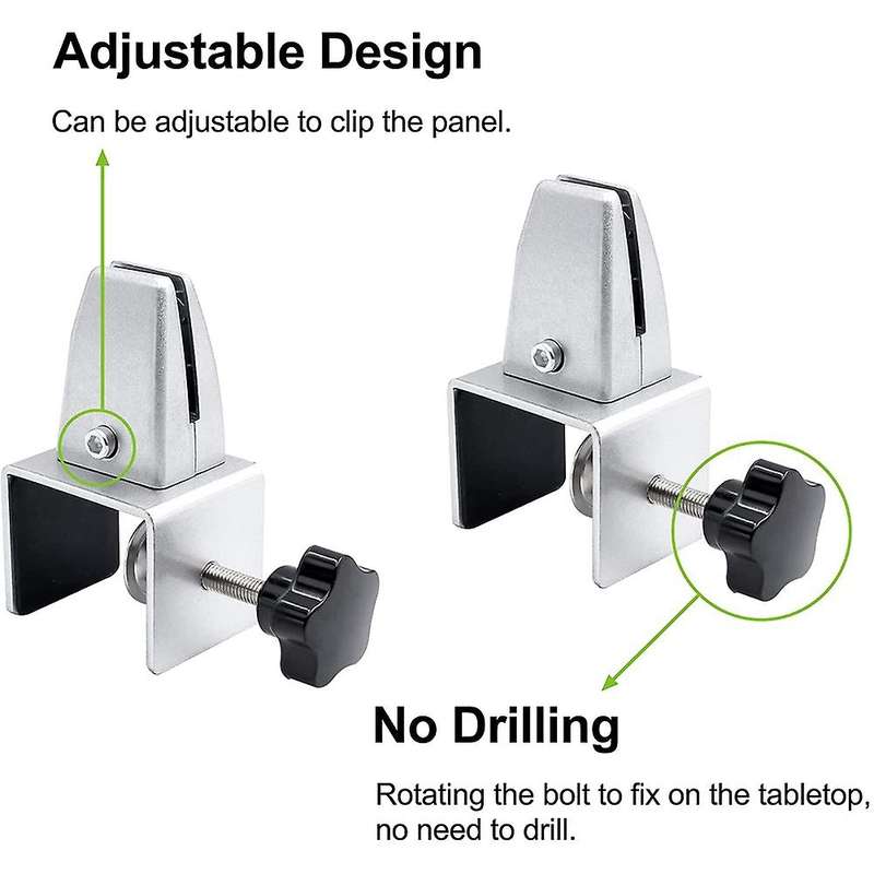 C-clamp Support, 2pcs Adjustable Silver Desk Partition Clamp Brackets