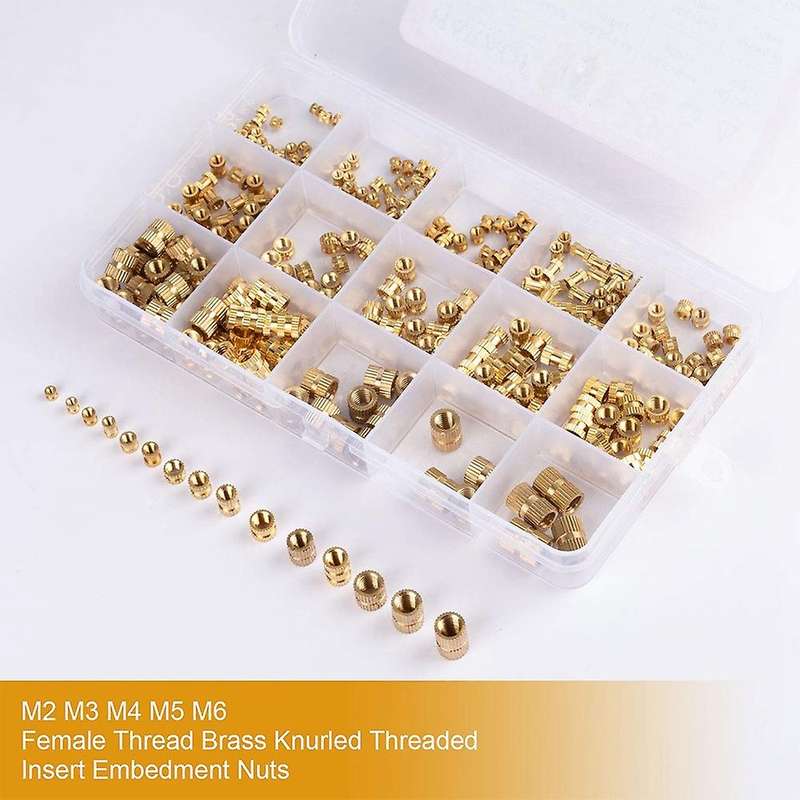 380pcs Thread Inserts M2 M2.5 M3 M4 M5 M6 Metric Female Brass Kit