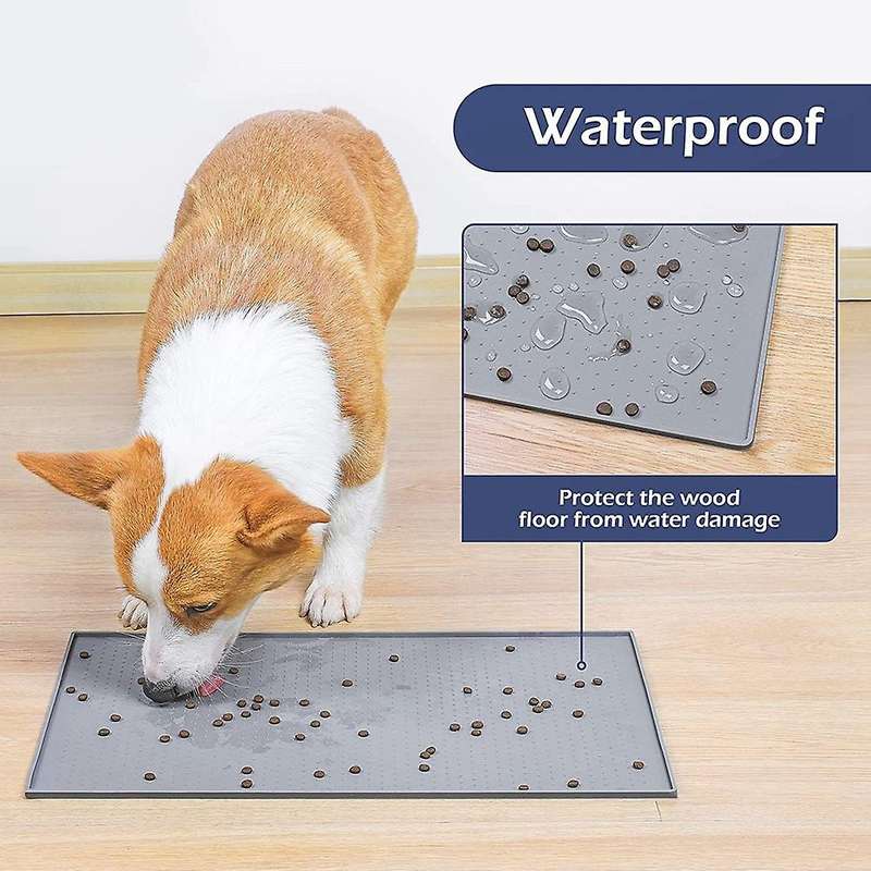 2-pack Pet Feeding Mat, Pet Food Mat 18.5 Inchx11.8 Inch, Non Slip