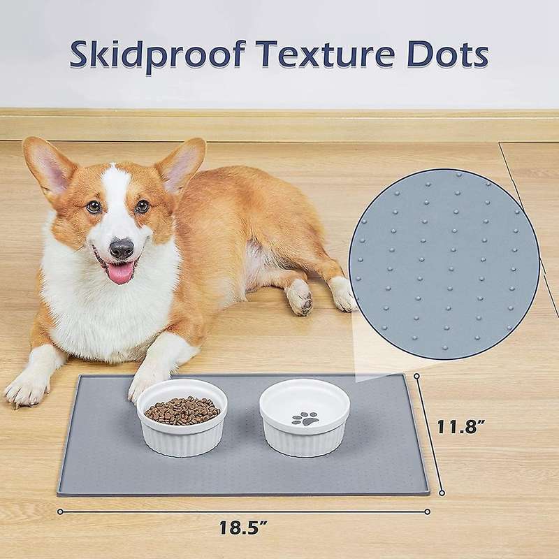 2-pack Pet Feeding Mat, Pet Food Mat 18.5 Inchx11.8 Inch, Non Slip