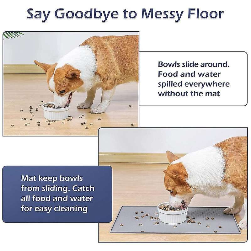 2-pack Pet Feeding Mat, Pet Food Mat 18.5 Inchx11.8 Inch, Non Slip