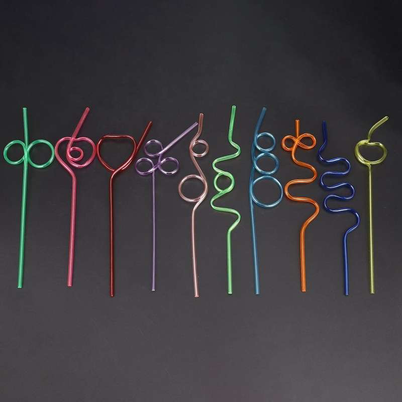 Crazy Loop Straws, (pack Of 50) Colorful Reusable Drinking Straws