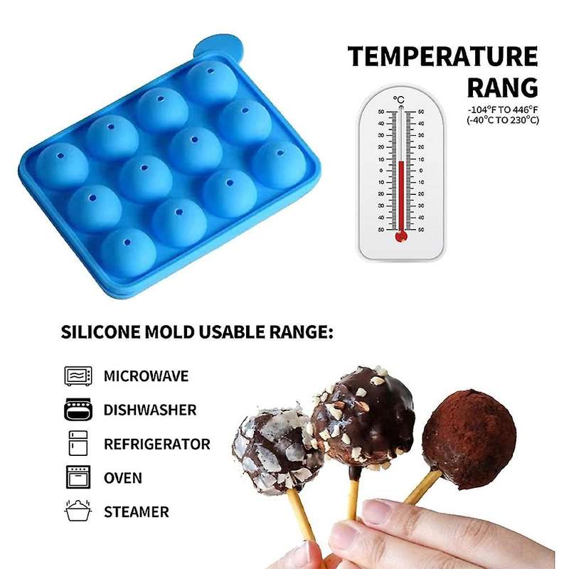 Silicone Cake Mold Set, with 60pcs Stick,15-hole Lollipop Holder
