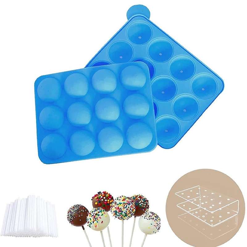 Silicone Cake Mold Set, with 60pcs Stick,15-hole Lollipop Holder