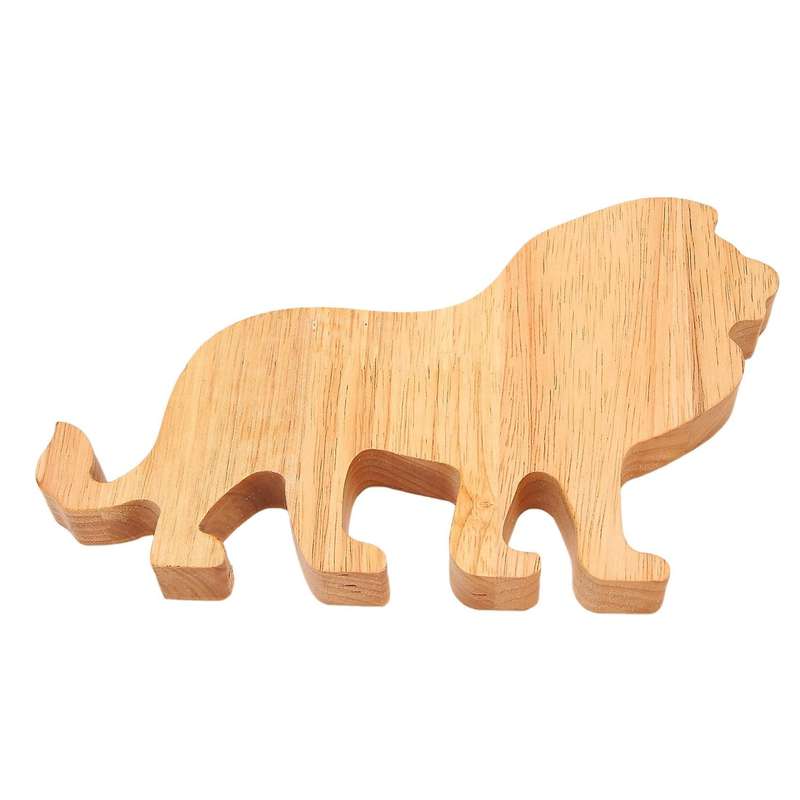 Lion Piggy Bank Pine Piggy Bank Transparent Decoration Gift 26x20cm