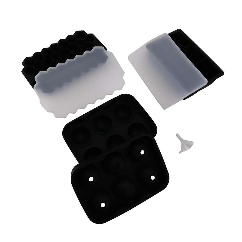 3 Pack Silicone Ice Cube Trays,square Honeycomb Ice Cube Mold,black