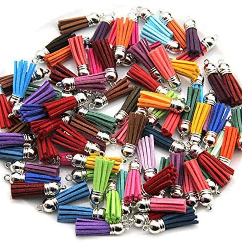 140pcs Tassel Keychain Bulk Set for Diy Leather Pendants Keychain