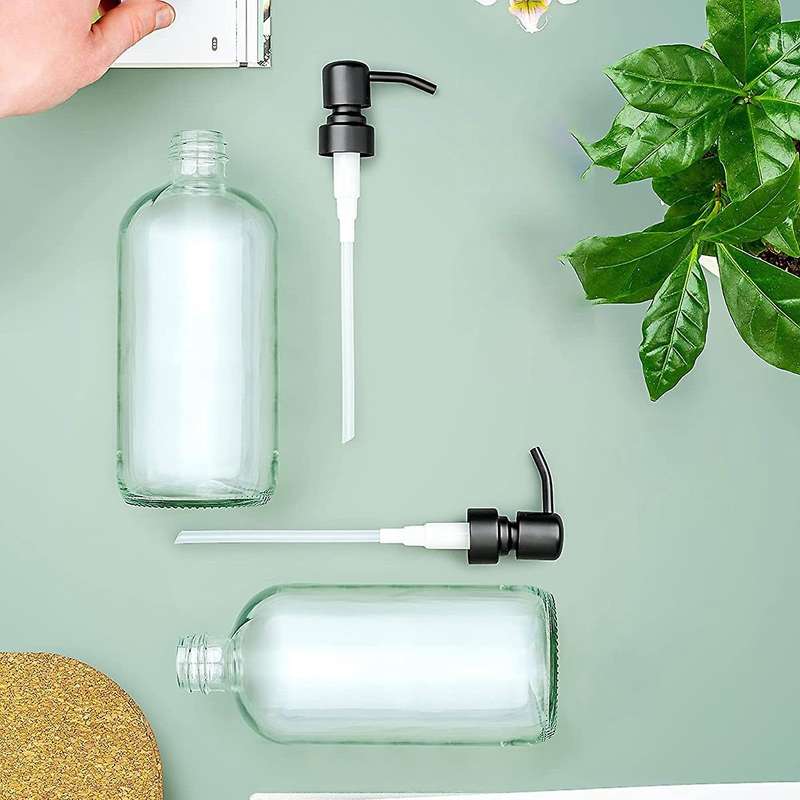 Soap Dispenser 16oz,2 Pcs Glass Soap Dispenser for Bathroom Kitchen