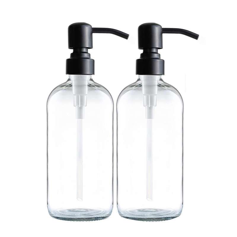 Soap Dispenser 16oz,2 Pcs Glass Soap Dispenser for Bathroom Kitchen