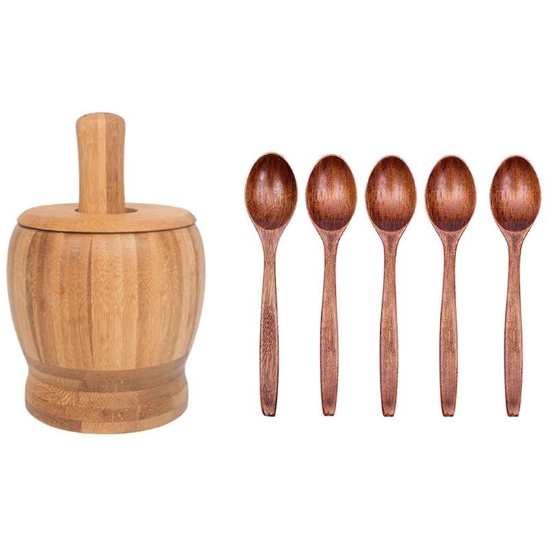 Pestle Grinding Bowl Set Garlic Pot Spice Pepper Mill Tools