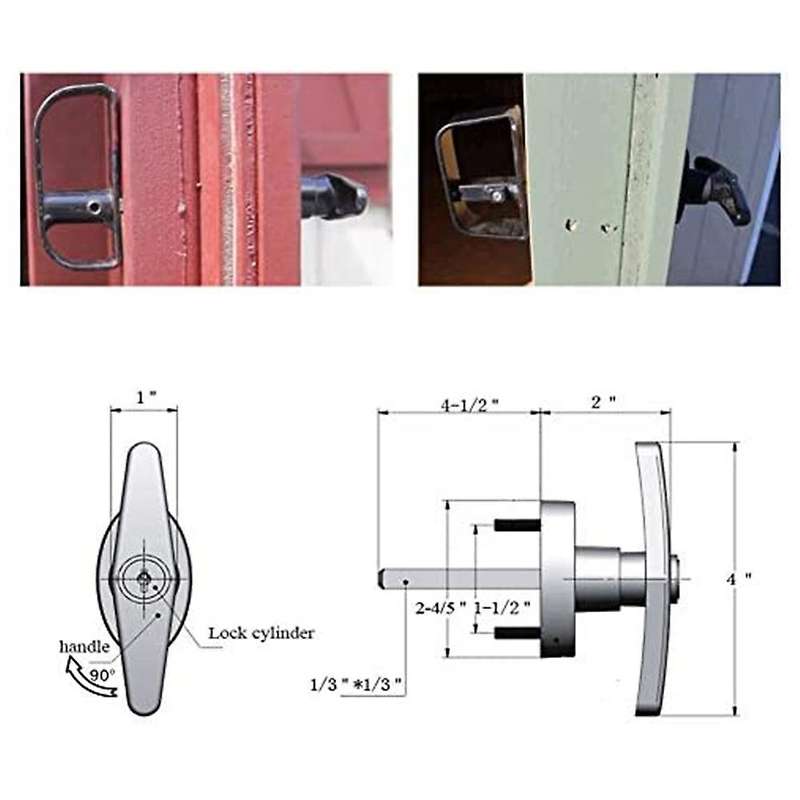 5-1/2 T-handle Lock Kit Shed Door Lock with 2 Keys and 2 Screws