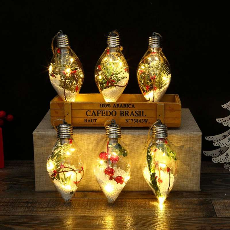 Christmas Tree Pendant Home Plastic Clear Ornaments Xmas Elf Ball
