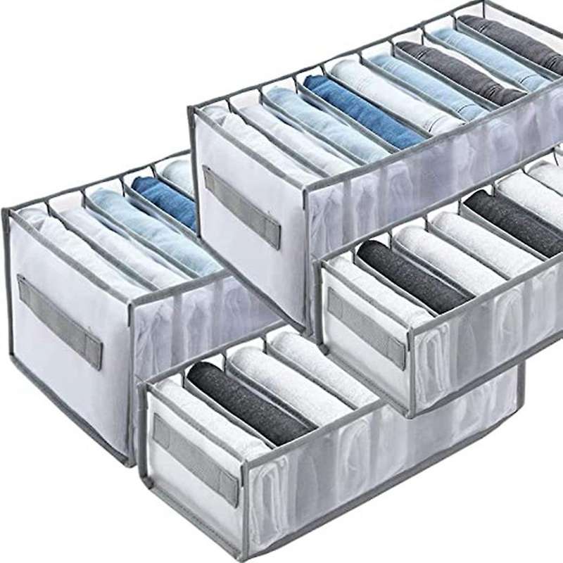 4pcs Wardrobe Clothes Organizer, Jeans Leggings Compartment Box