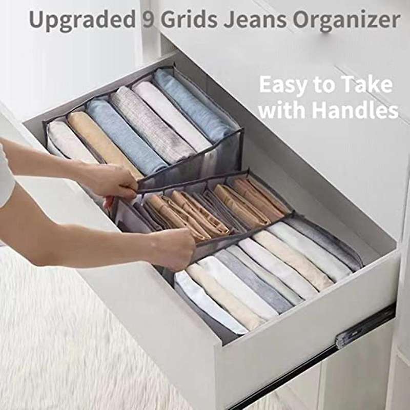 4pcs Wardrobe Clothes Organizer, Jeans Leggings Compartment Box