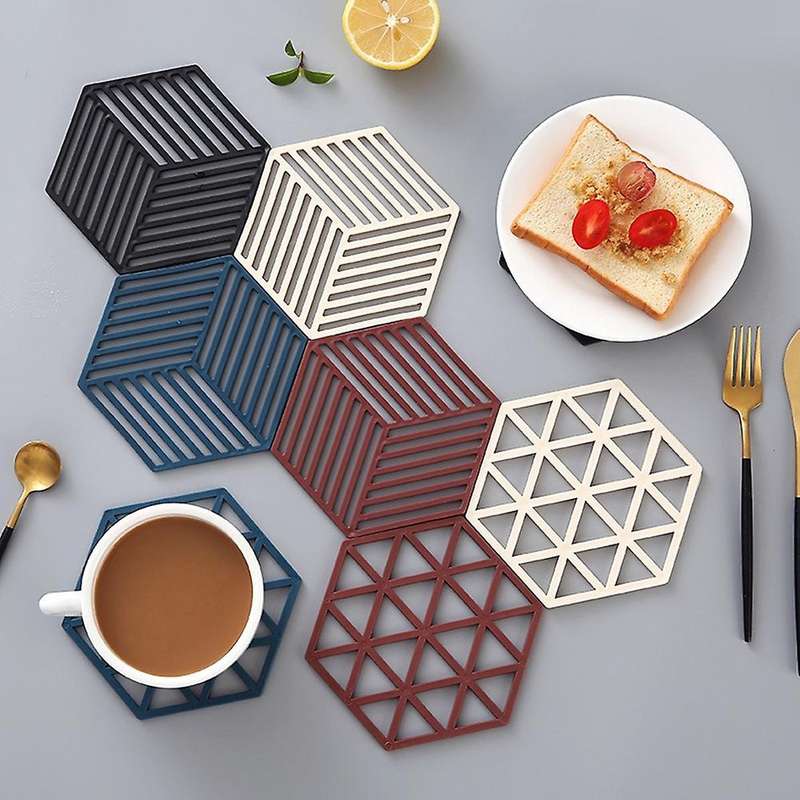 Hexagonal Silicone Mat Heat Resistant Rubber Bowl Mat Home Pot Mat