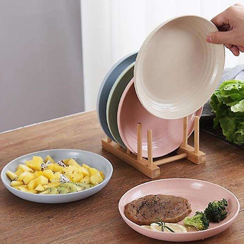 8pcs Wheat Straw Plate Set Lightweight Unbreakable Dinner Plates