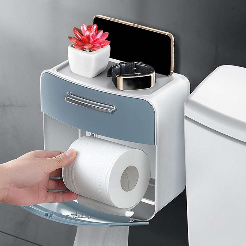 Bathroom Storage Toilet Paper Holder Bathroom Storage Rack Shelf Blue